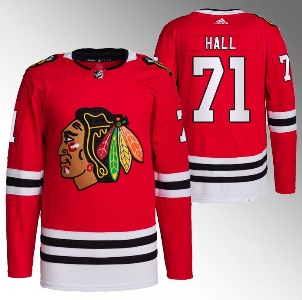 Men%27s Chicago Blackhawks #71 Taylor Hall Red Stitched Hockey Jersey->chicago blackhawks->NHL Jersey